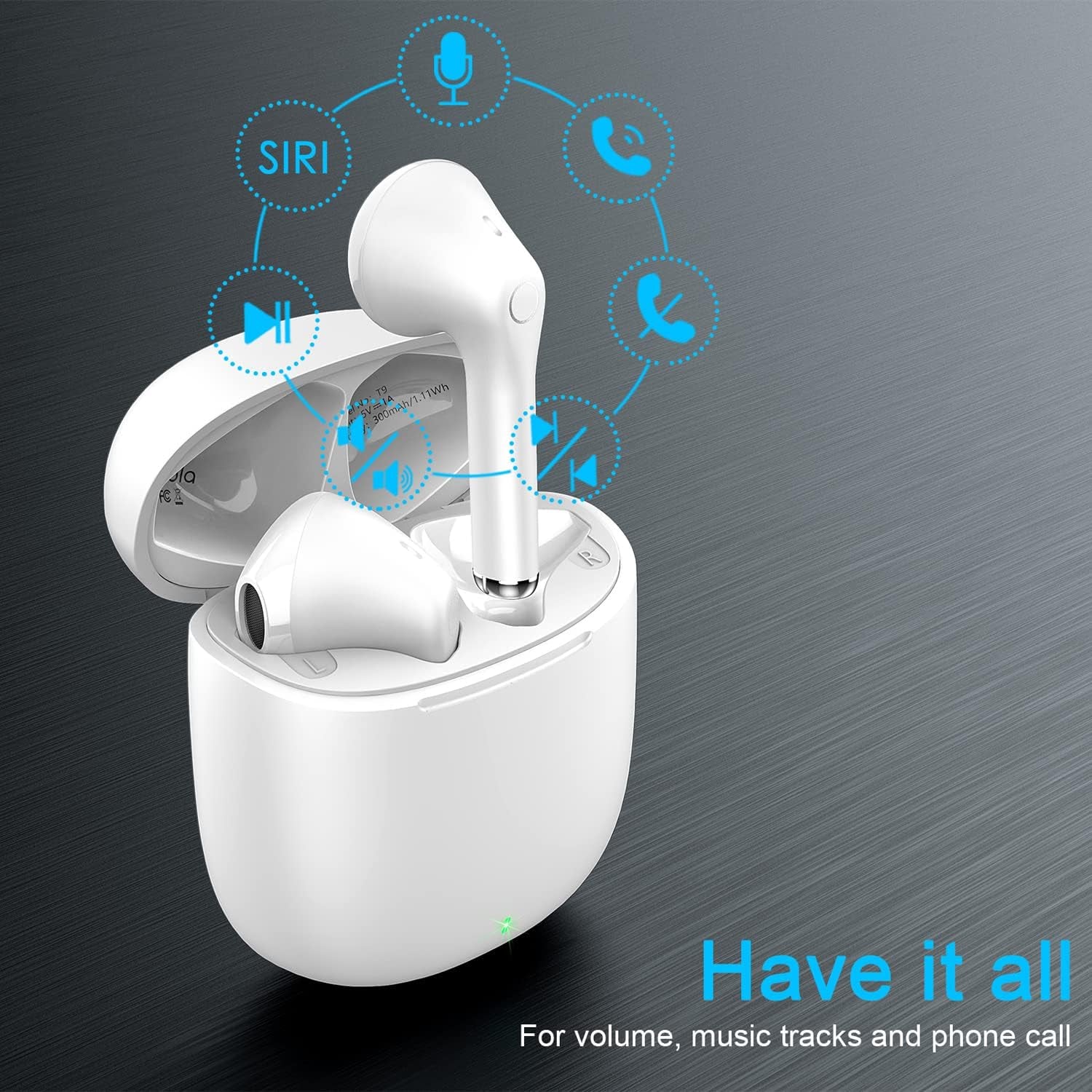 Wireless Earbuds Bluetooth, Wireless Headphones Hifi Stereo, IPX5 Waterproof Wireless Earphones Touch Control, Bluetooth Earphones 5.1 Built-In Microphone, USB-C Charging with Sport/Fitness