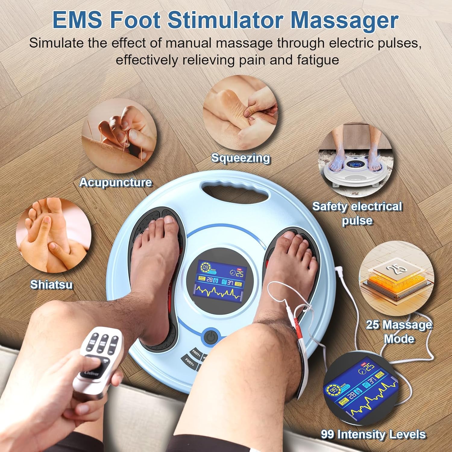 Foot Neuropathy Machine - Electronic Pulse Acupuncture for Feet Circulation - Electrical Foot Reflexology to Relax Tired Feet Ankles & Pain Relief, Swelling & Reduce Leg Cramps