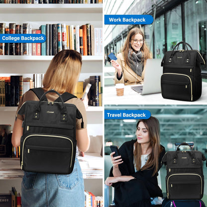 Waterproof Anti-Theft Travel Back Pack with USB Charging Port, Black