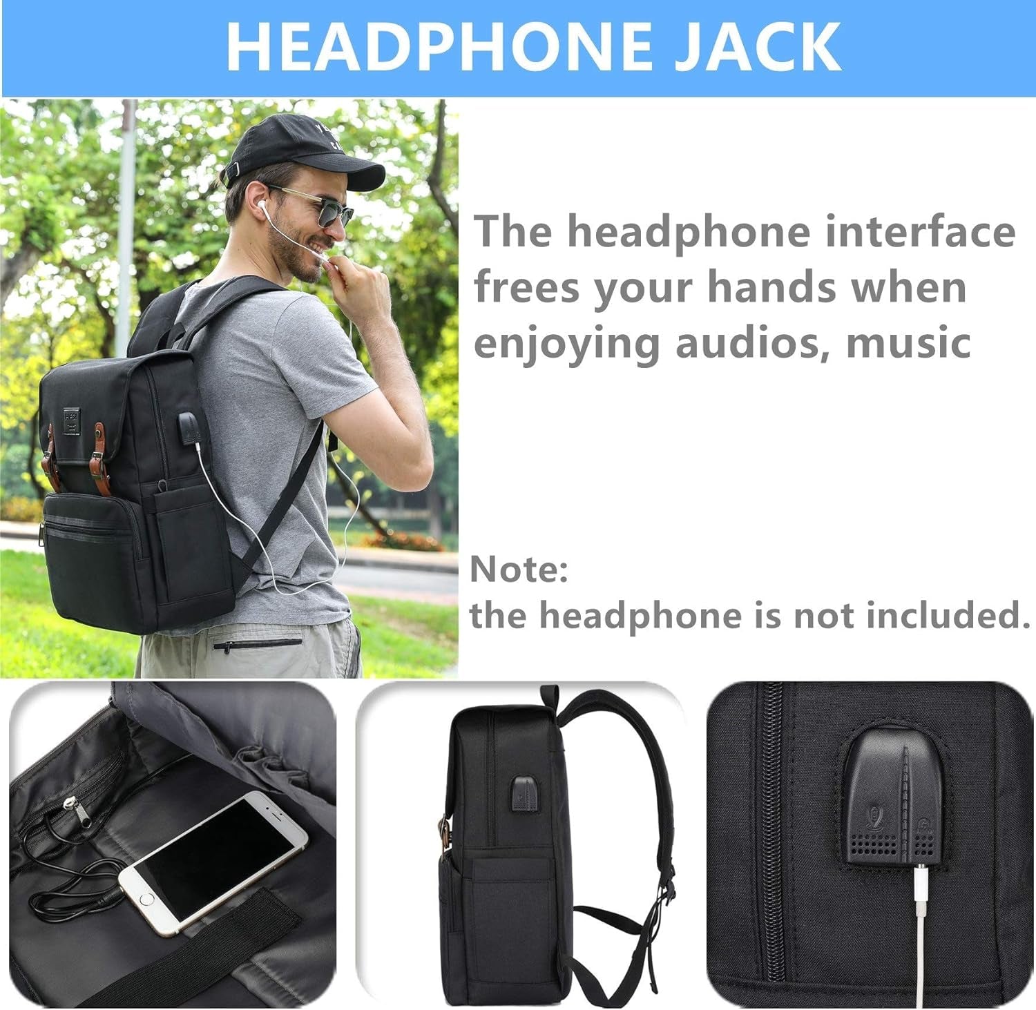 Anti Theft Laptop Vintage Style Water Resistant Backpack with USB Charging Port/ Fits 15.6 Inch Laptop and Notebook