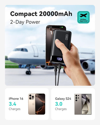 Portable Charger LED Display Phone Battery Pack Compatible with Iphone 16 15 14 13 Pro Samsung S23 Google Ipad Tablet, Etc