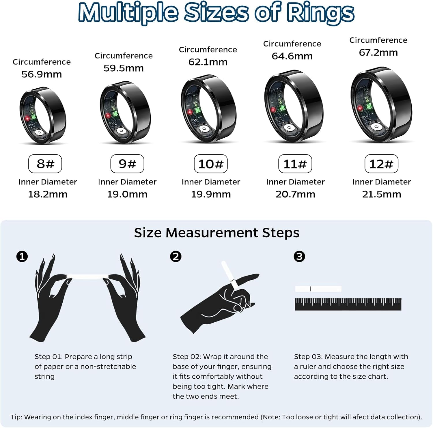 Waterproof Fitness Smart Ring for Health, Sleep, Heart Rate Tracking, and More 