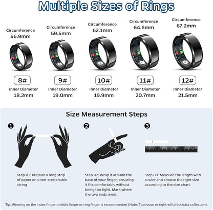 Waterproof Fitness Smart Ring for Health, Sleep, Heart Rate Tracking, and More 