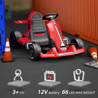 12 Volts Kids Electric Ride-On Car with Remote Control, Outdoor Go-Kart  (Max Speed 5 Mph)
