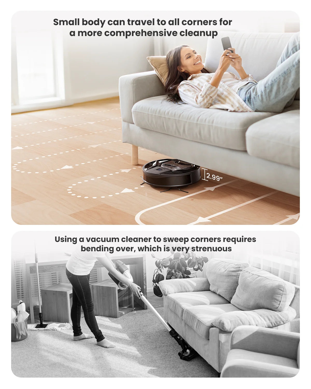 M320 Robot Vacuum Cleaner and Mop -  240Mins Runtime, for Pet Hair and Hard Floors