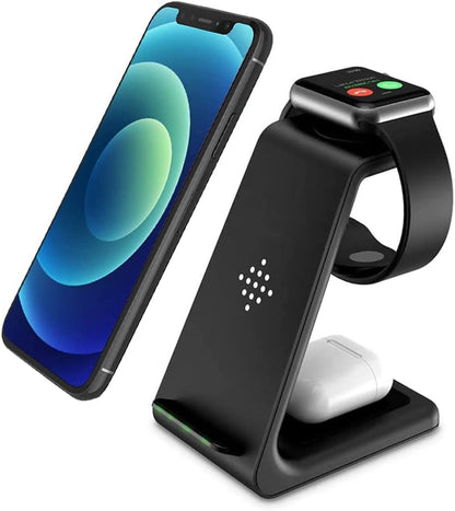  3 in 1 Fast Qi Wireless Charging Station Dock for Multiple Apple Devices 