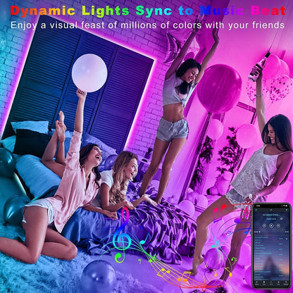  Smart LED Strip Lights – Music Sync, App Control & DIY Colors with Remote LED Lights for Bedroom, Room, TV, Party