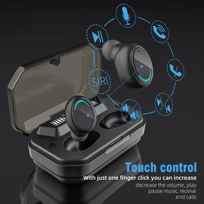 Wireless Earbuds Bluetooth 5.0 IPX7 Waterproof TWS Deep Bass Stereo Noise Cancelling Headset\Charging Case LED Battery Display