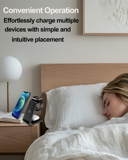  3 in 1 Fast Qi Wireless Charging Station Dock for Multiple Apple Devices 
