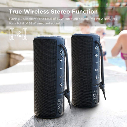 Outdoor Portable Bluetooth Speaker Waterproof Wireless Speakers - Black