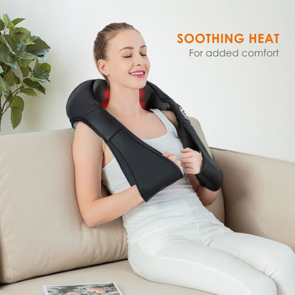 Shiatsu Shoulder Neck Massager with Heat, 4D Deep Kneading Back Massager 