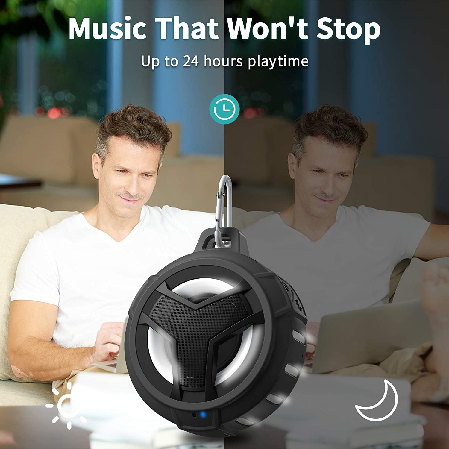  Portable Bluetooth Shower Speakers, IP67 Waterproof with LED Light, 2000Mah, Ideal for Kayak, Beach, Gifts, and More